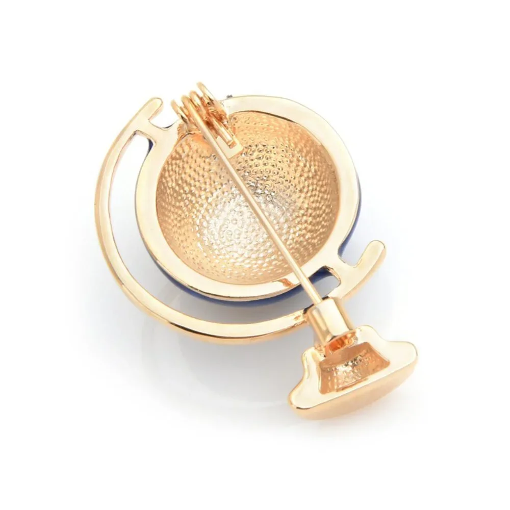 Enamel Globe Earth Shaped Brooch - Picture 4 of 4